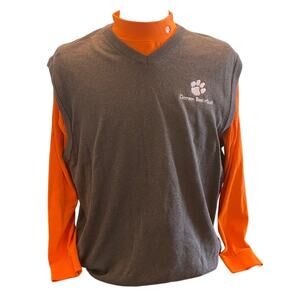 Clemson Tigers Basketball Sweater Vest Mens XXL Gray V-Neck Cotton